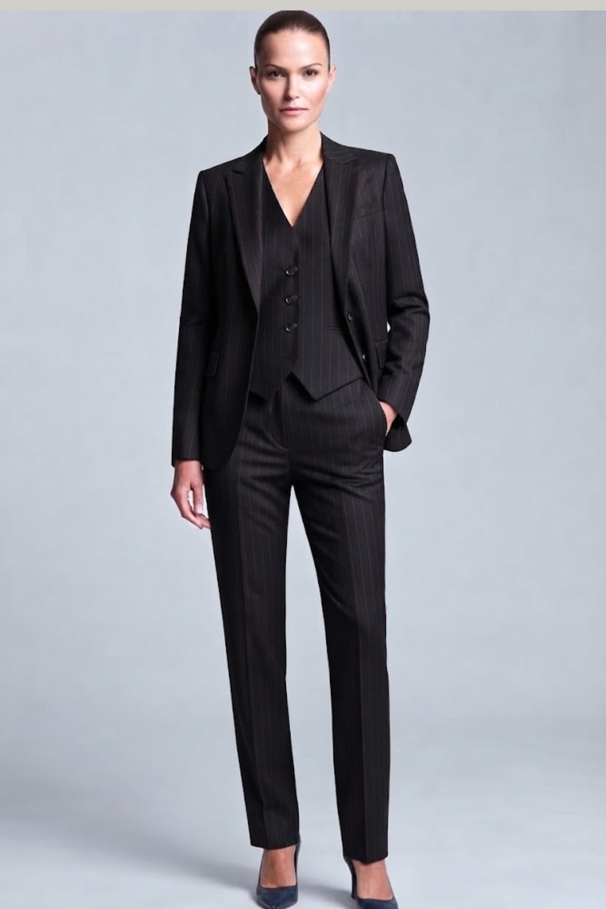 Tailleur 3 pezzi gessato AD00749 NERO MARICLA 