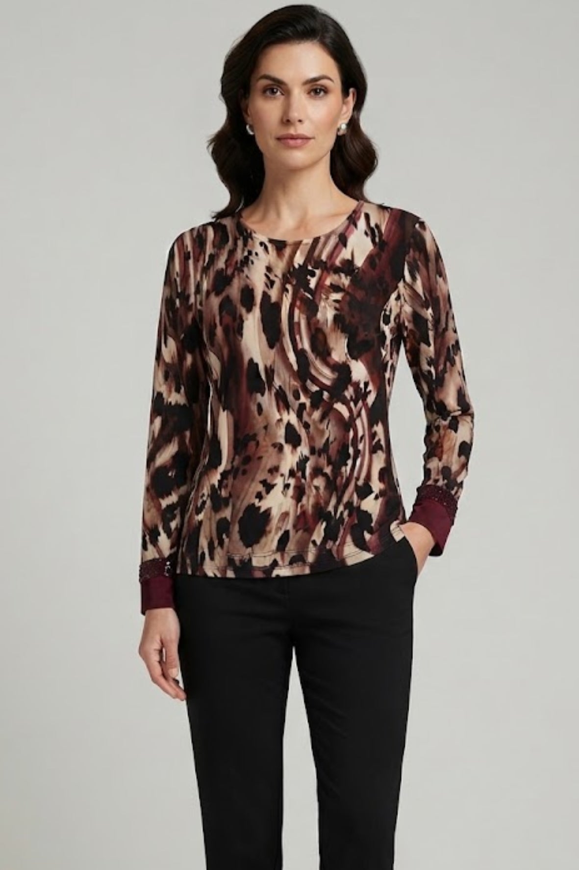 maglia fantasia CARS03600 VINO MARICLA 