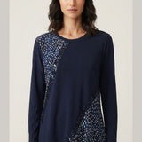 maglia pois con paiette CB03665 BLU MARICLA 