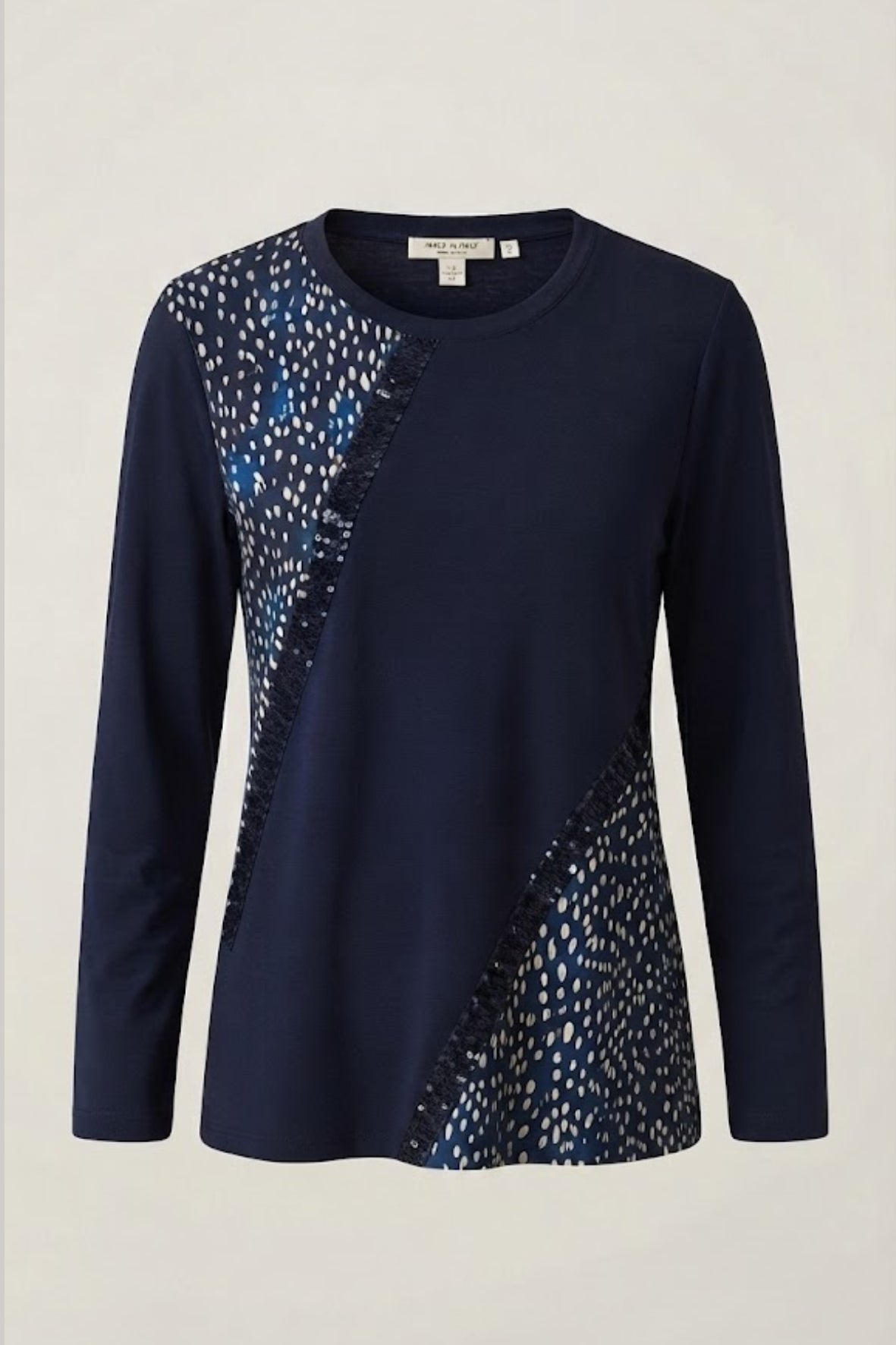 maglia pois con paiette CB03665 BLU MARICLA 