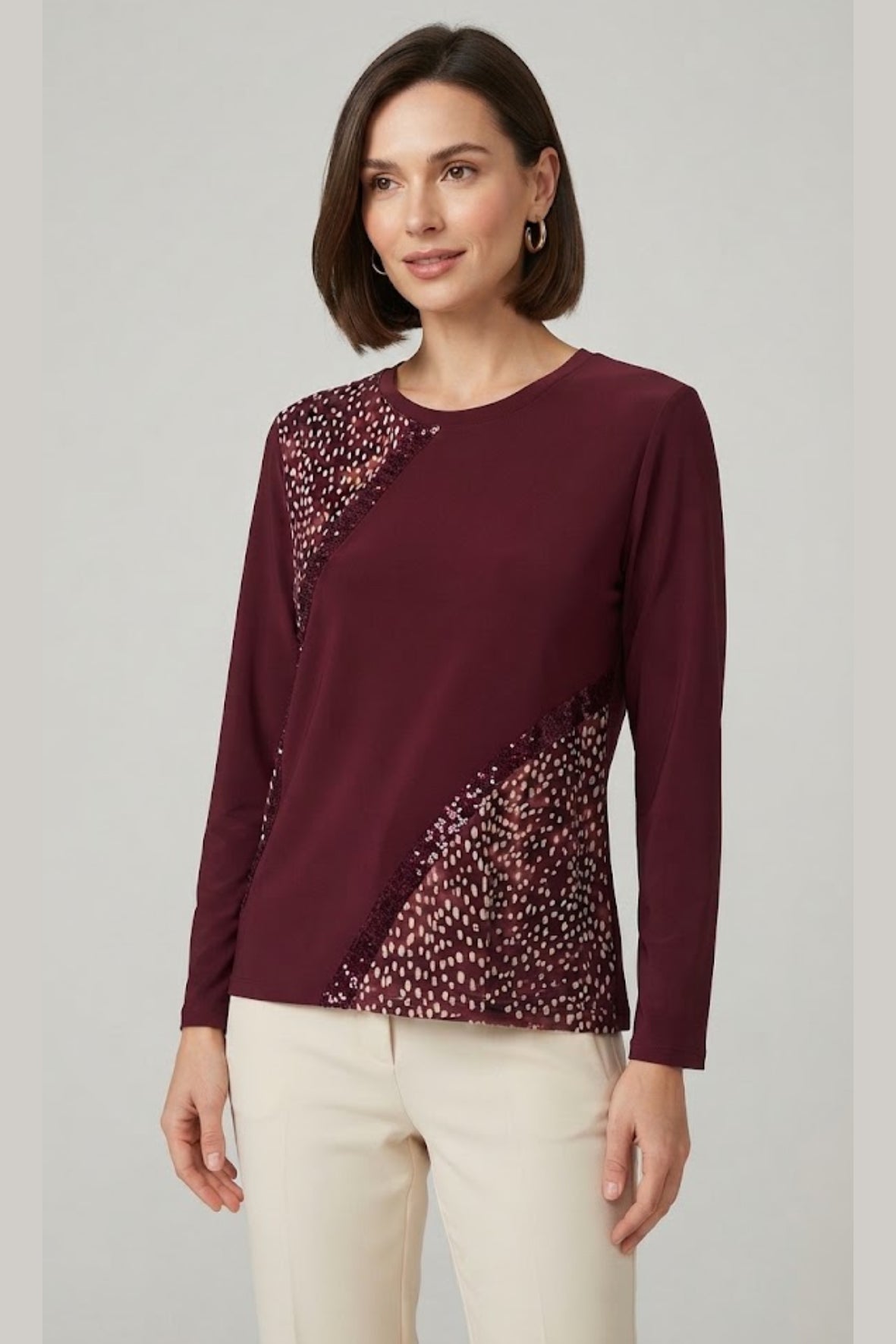 maglia pois con paiette CB03665 VINO MARICLA 