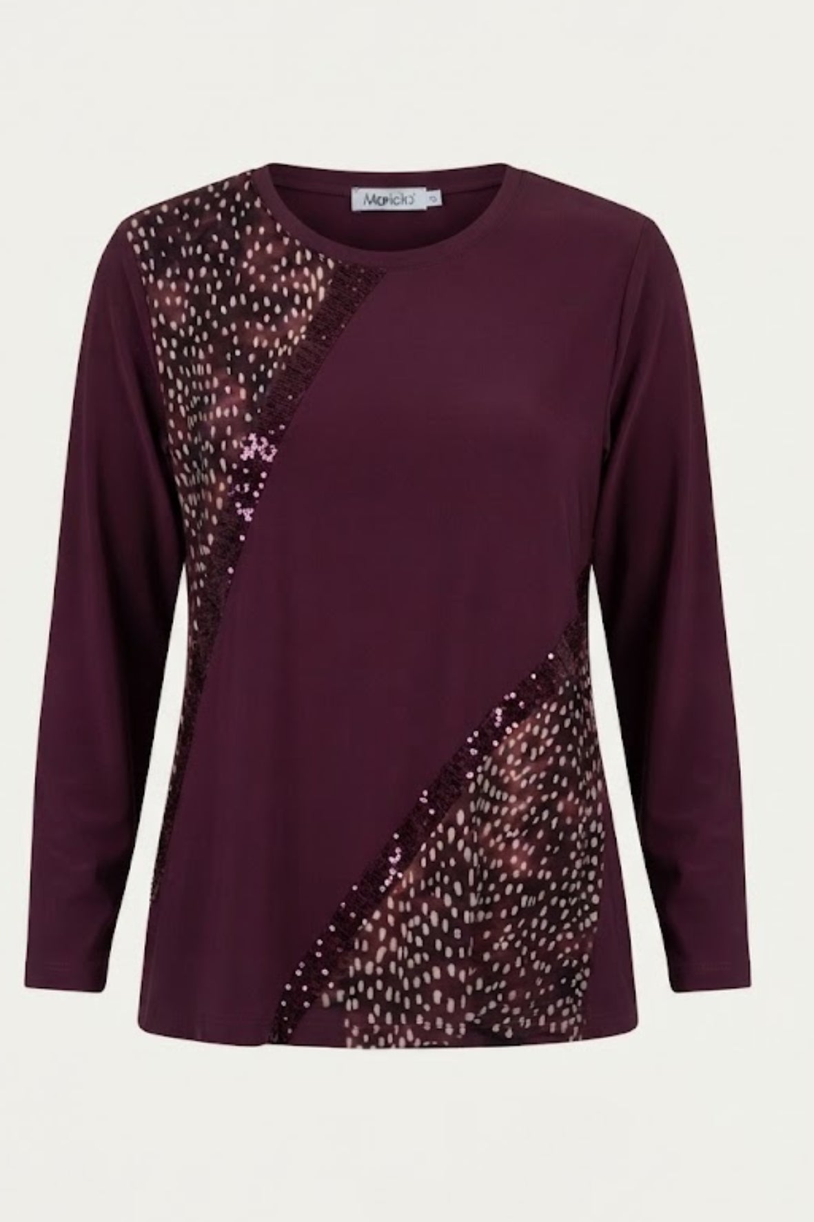 maglia pois con paiette CB03665 VINO MARICLA 