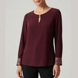 maglia manica fantasia CB03747 VINO MARICLA 