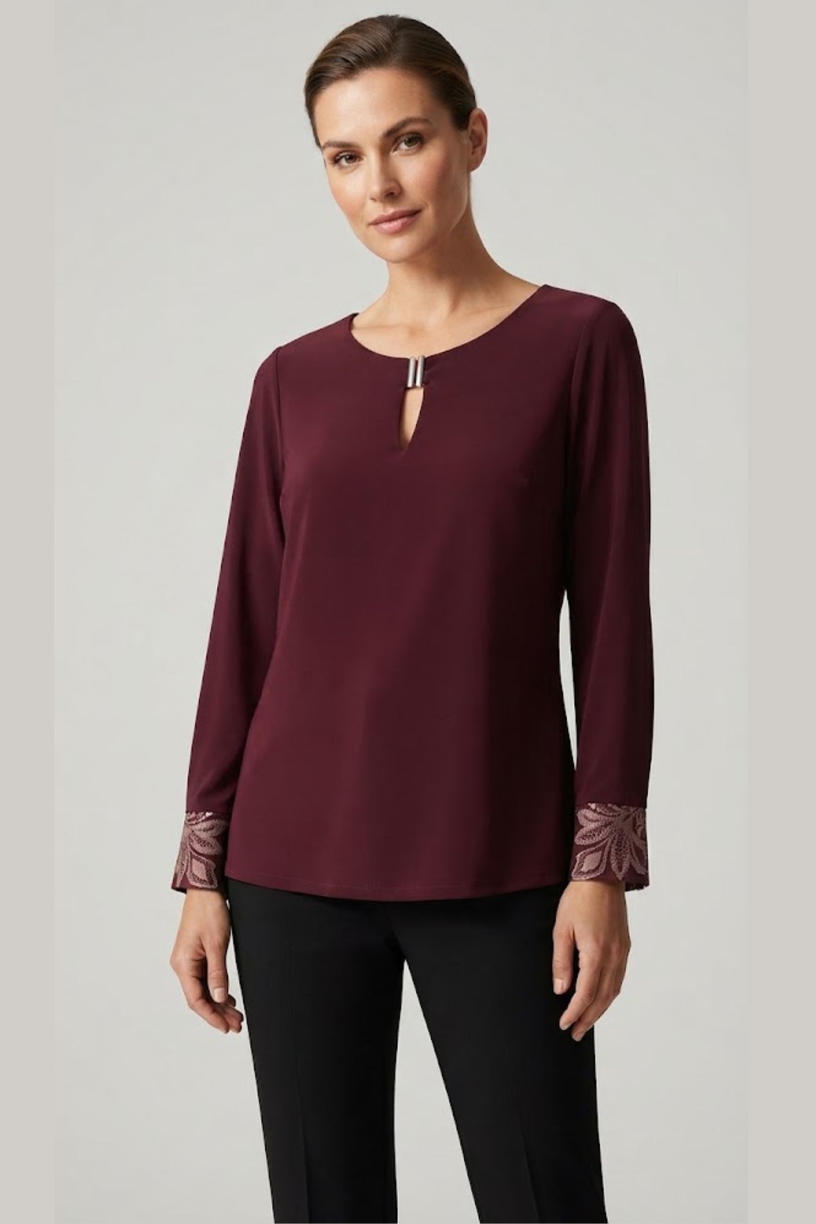 maglia manica fantasia CB03747 VINO MARICLA 