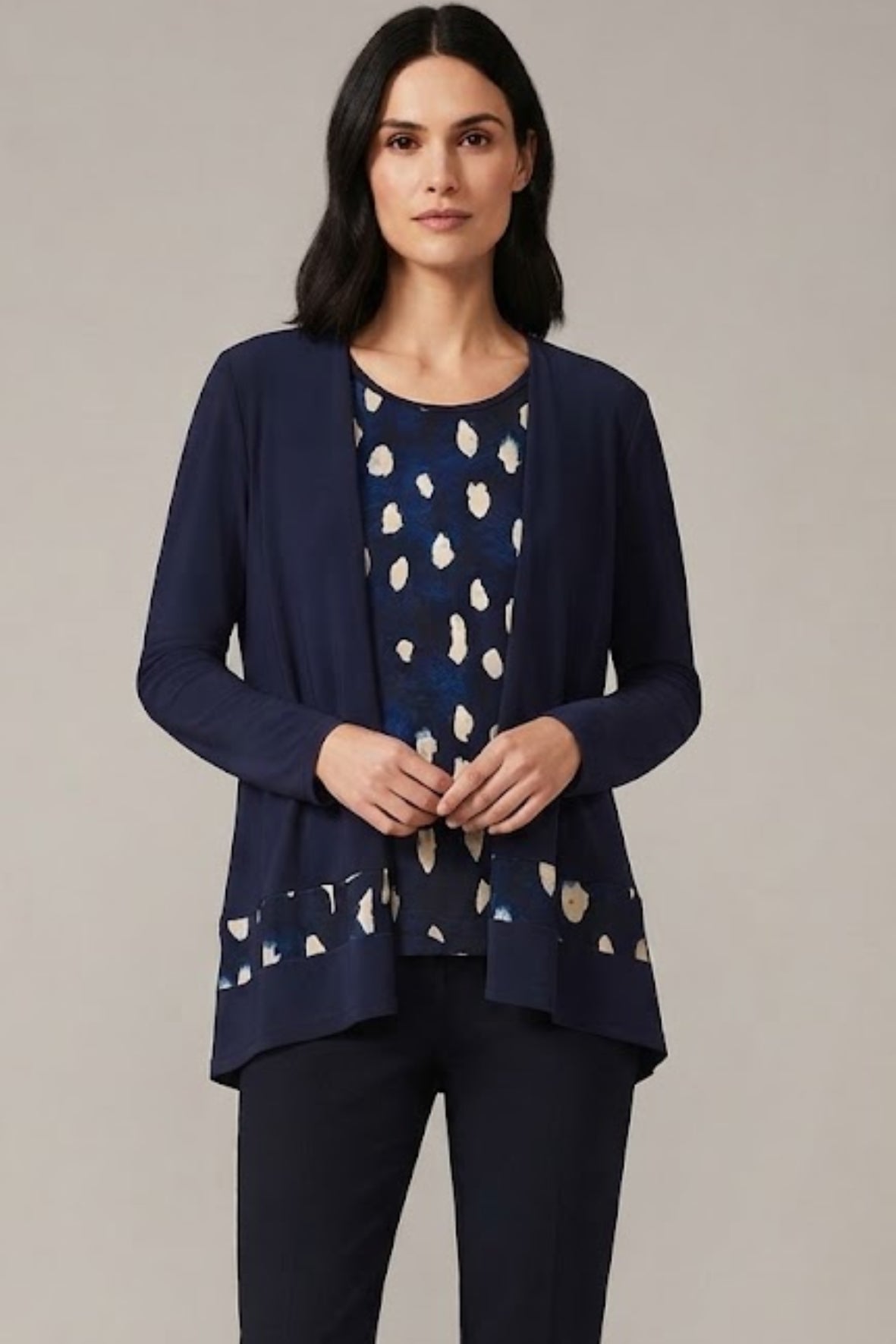 twin set con maglia pois astratti CB0781 BLU MARICLA 