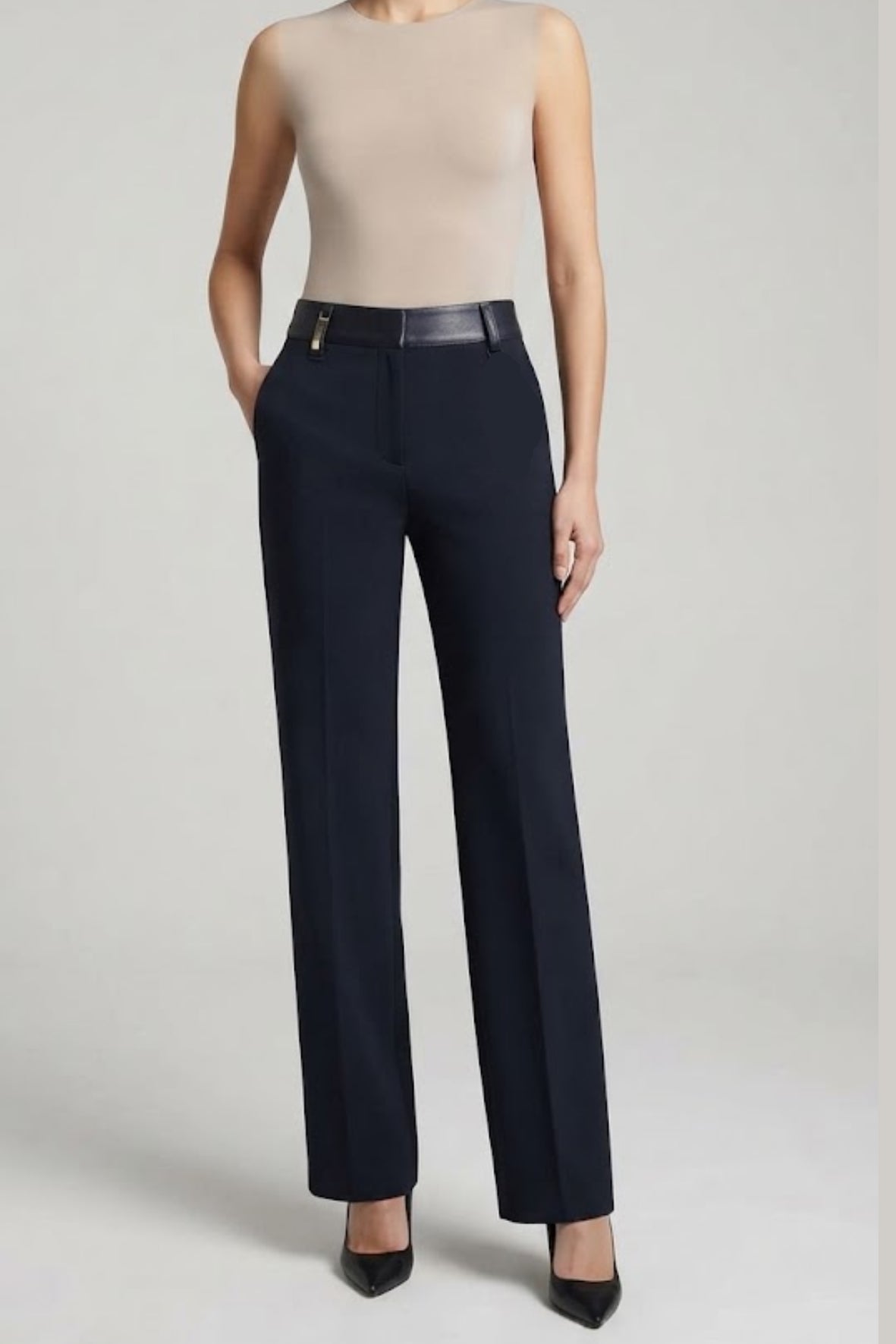 pantalone con bustinio ecopelle CF70422 NERO MARICLA 