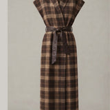 cappotto lungo quadri EVE3062 MORO MARICLA 