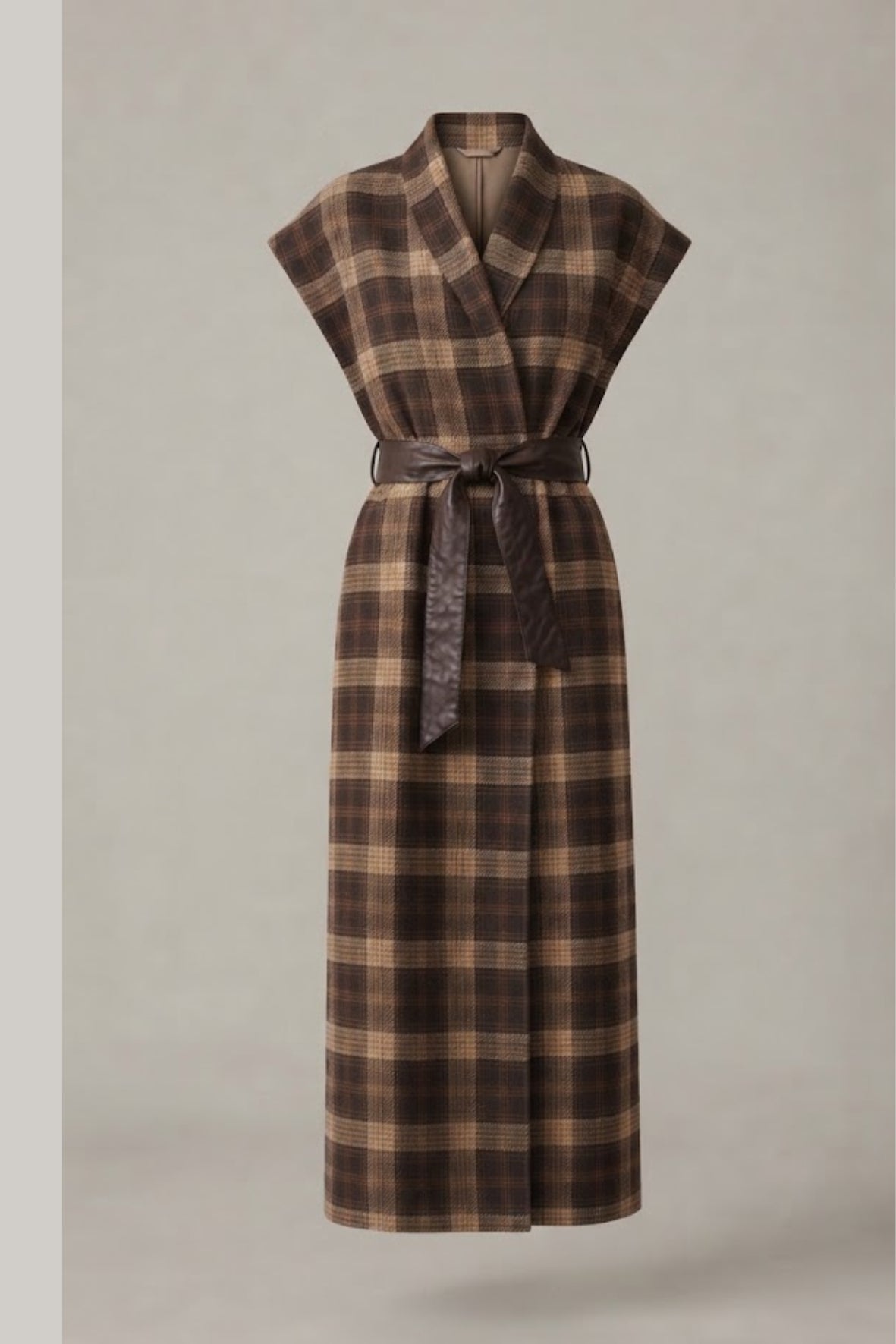 cappotto lungo quadri EVE3062 MORO MARICLA 