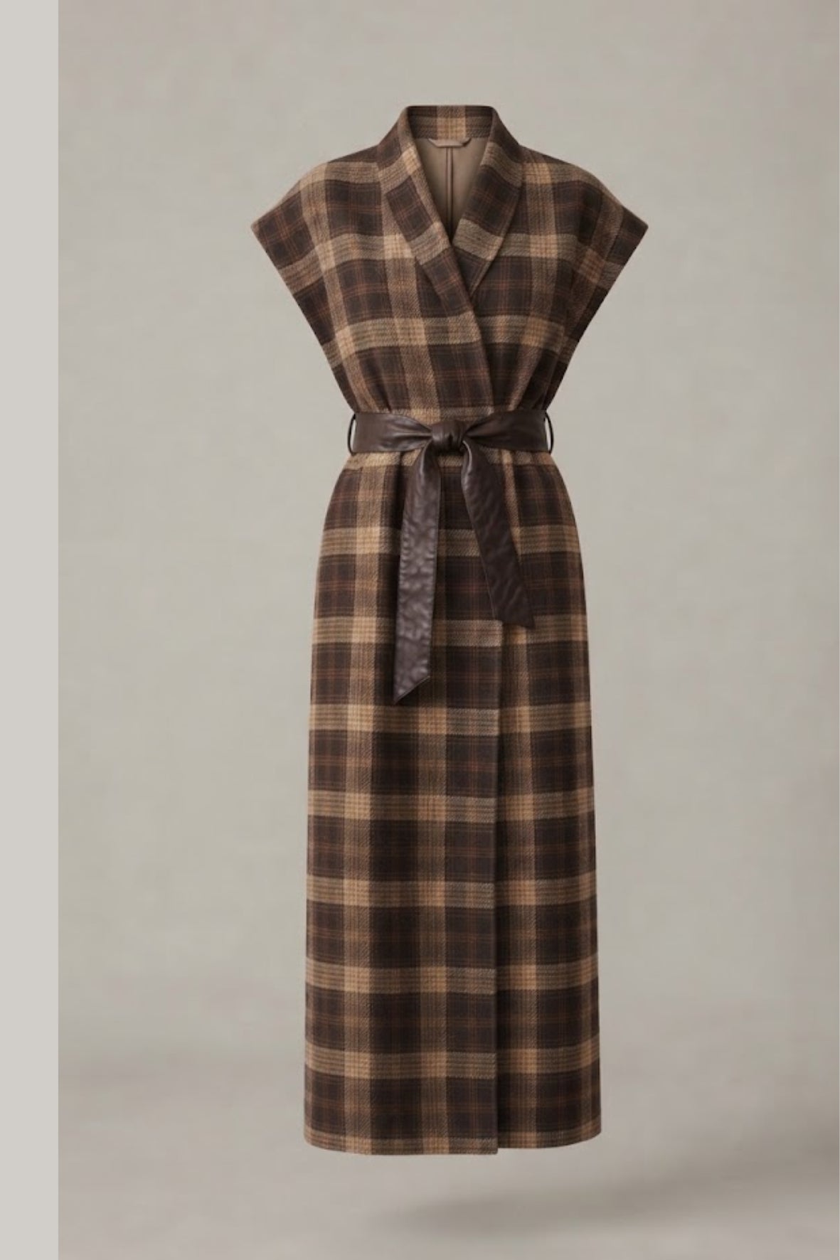 cappotto lungo quadri EVE3062 MORO MARICLA 