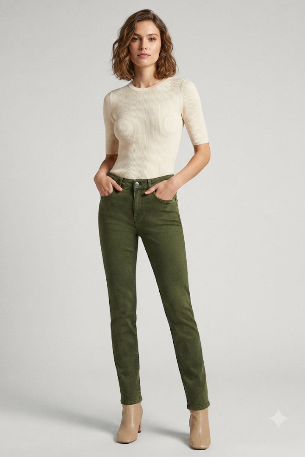Pantalone jeans colorato regolare GH5175 MILITARE MARICLA 