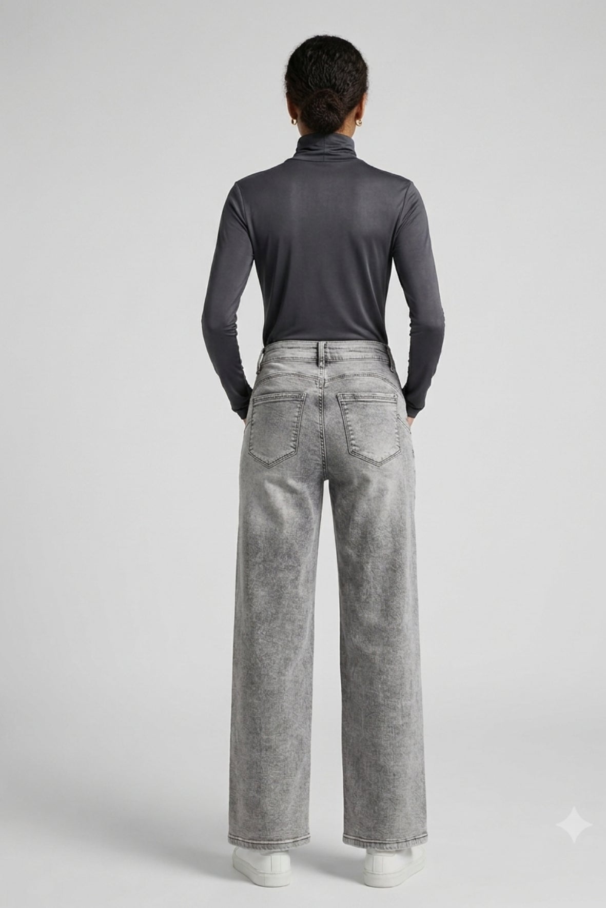 Pantalone jeans wide leg gamba larga GH6185 GRIGIO MARICLA 