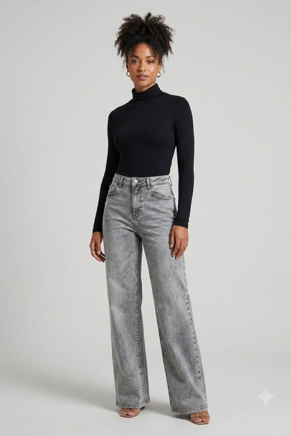 Pantalone jeans wide leg gamba larga GH6185 GRIGIO MARICLA 