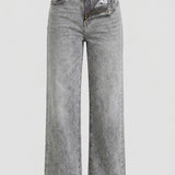 Pantalone jeans wide leg gamba larga GH6185 GRIGIO MARICLA 