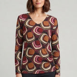 Maglia casacca fantasia geometrica GR2620 VINO MARICLA 