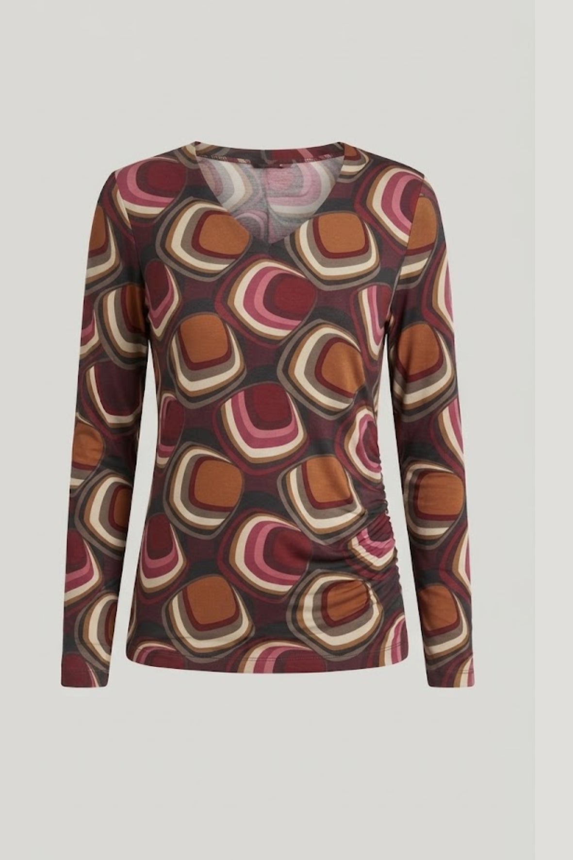 Maglia casacca fantasia geometrica GR2620 VINO MARICLA 