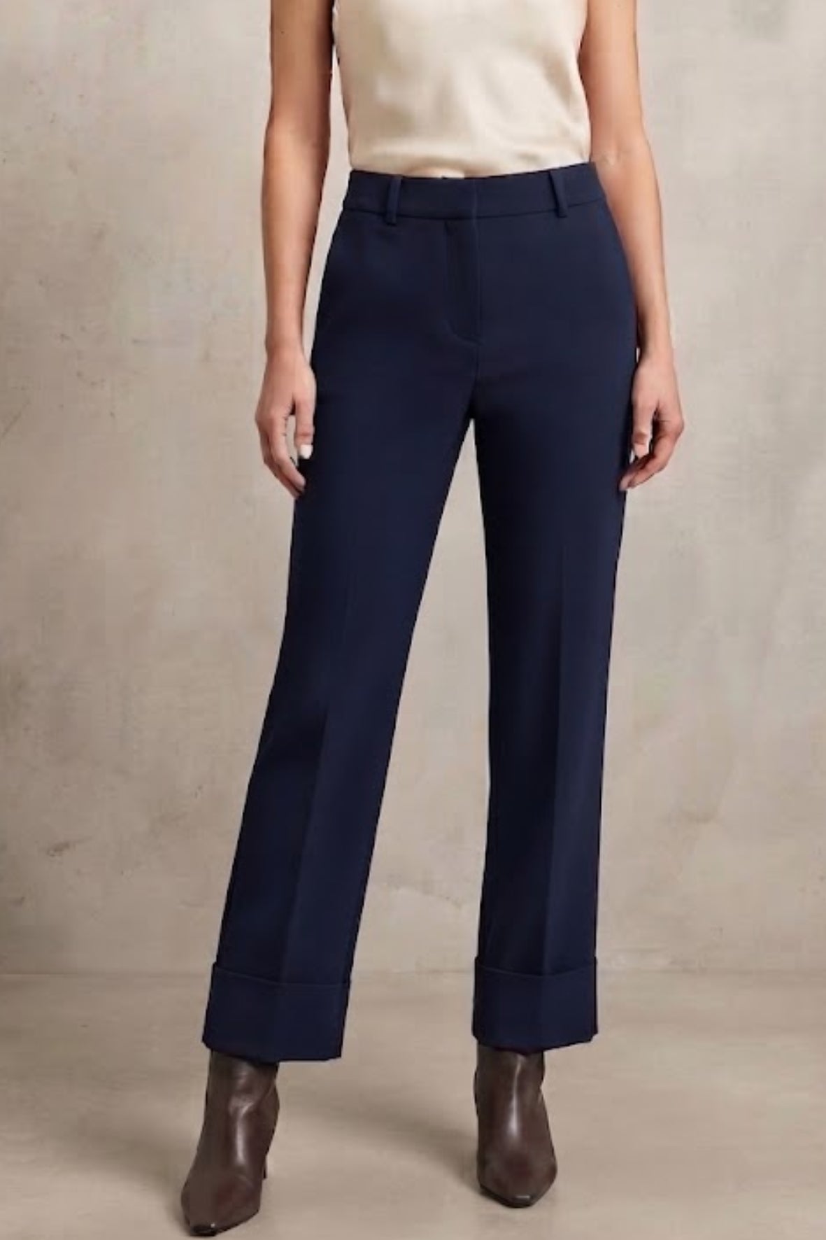 Pantalone Elegante con Risvolto e Tasche a Filo LIB25524 BLU MARICLA 