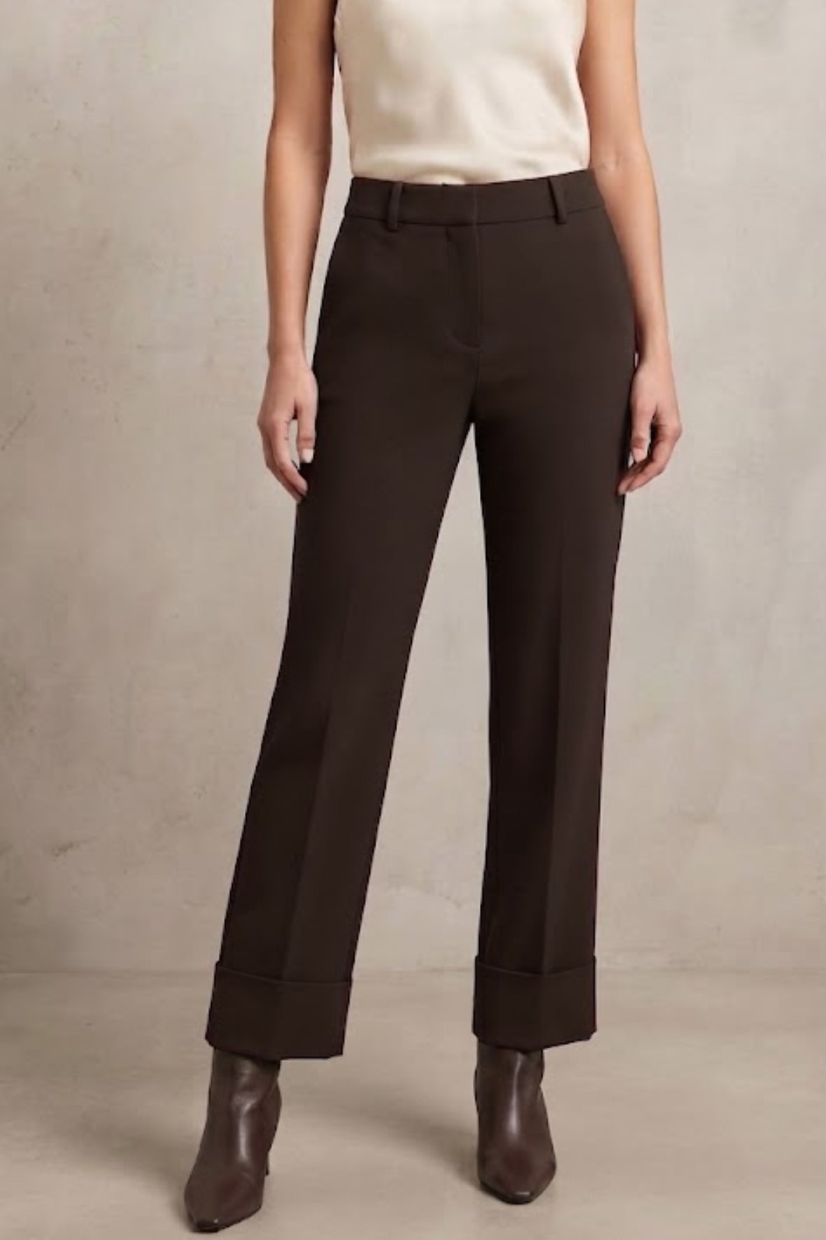 Pantalone Elegante con Risvolto e Tasche a Filo LIB25524 MORO MARICLA 