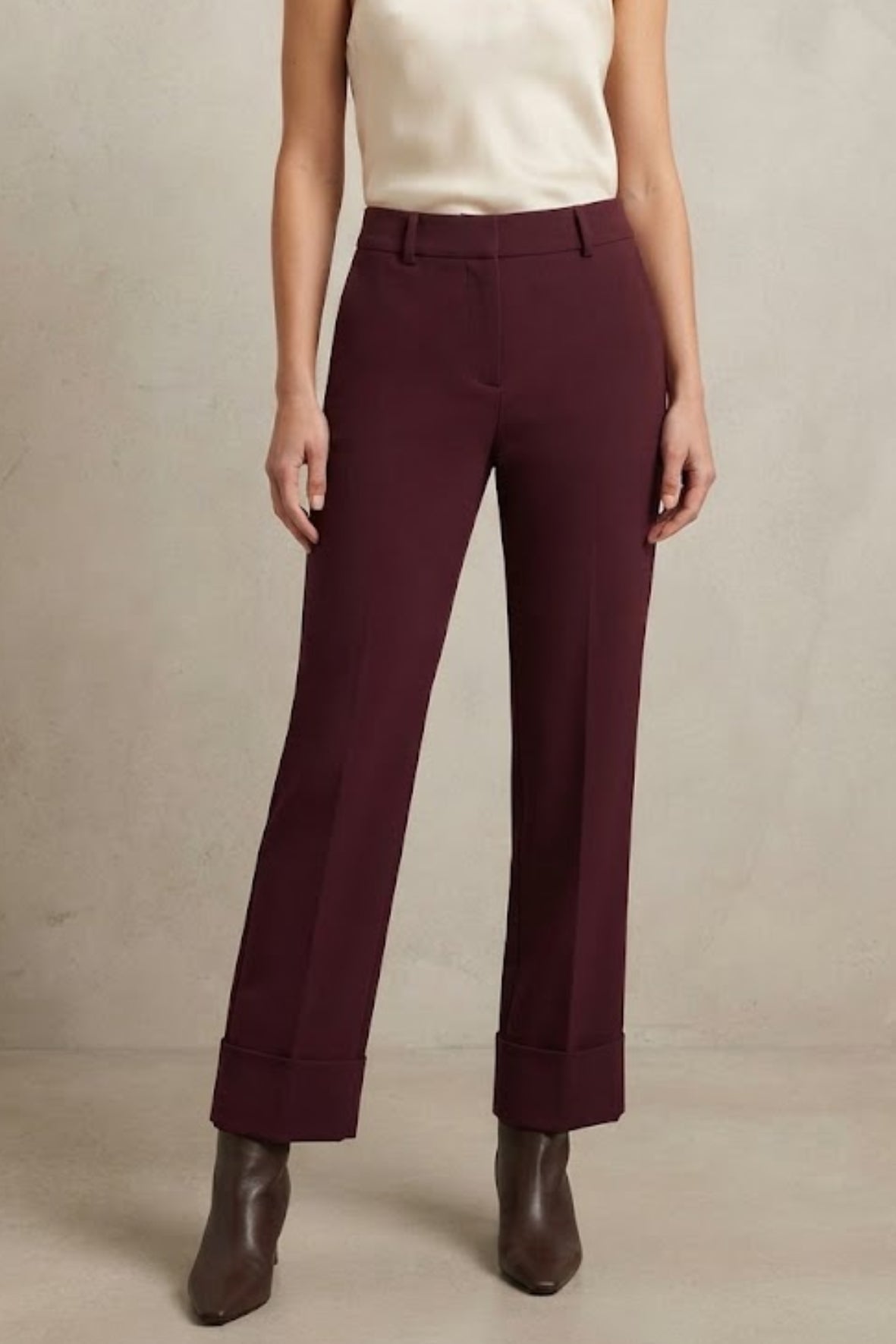 Pantalone Elegante con Risvolto e Tasche a Filo LIB25524 VINO MARICLA 