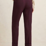 Pantalone Elegante con Risvolto e Tasche a Filo LIB25524 VINO MARICLA 