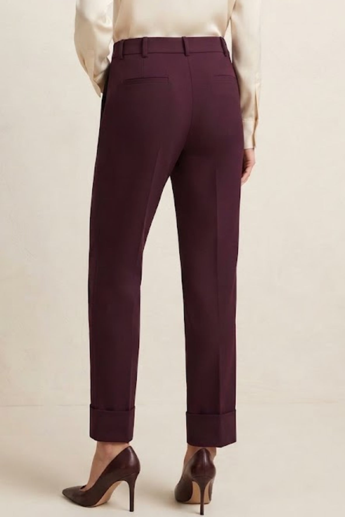 Pantalone Elegante con Risvolto e Tasche a Filo LIB25524 VINO MARICLA 