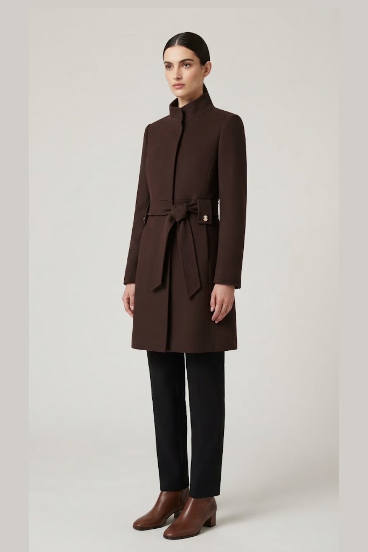 cappotto triplo crepe con cintura LIB25678 MORO MARICLA 