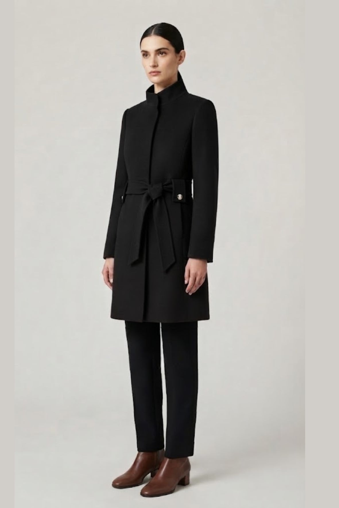cappotto triplo crepe con cintura LIB25678 NERO MARICLA 