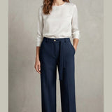 Pantaloni a Palazzo in Tessuto Fluid con fusciacca LIB26675 BLU MARICLA 
