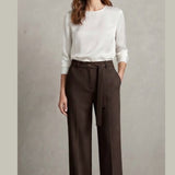 Pantaloni a Palazzo in Tessuto Fluid con fusciacca LIB26675 MORO MARICLA 