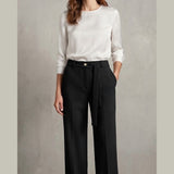 Pantaloni a Palazzo in Tessuto Fluid con fusciacca LIB26675 NERO MARICLA 