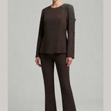 completo con lavorazioni strass sulla spalla LIB26726 MORO MARICLA 