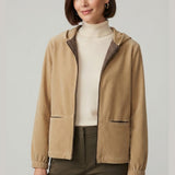 giacca coste cappuccio quadretti MONDO BEIGE MARICLA 