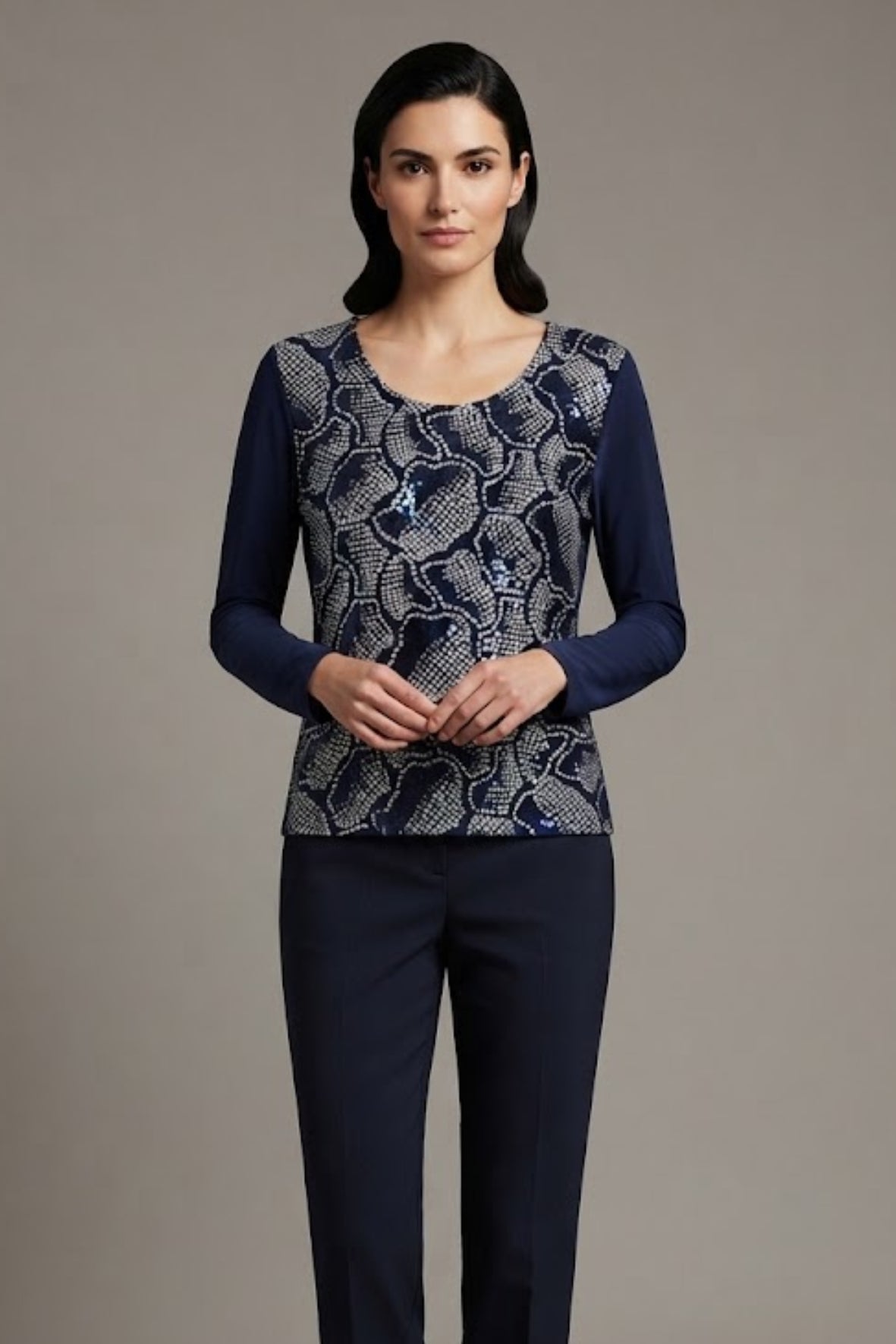 maglia pois e paiette PER26651 BLU MARICLA 