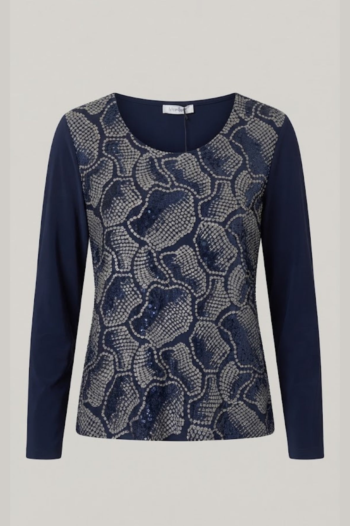 maglia pois e paiette PER26651 BLU MARICLA 