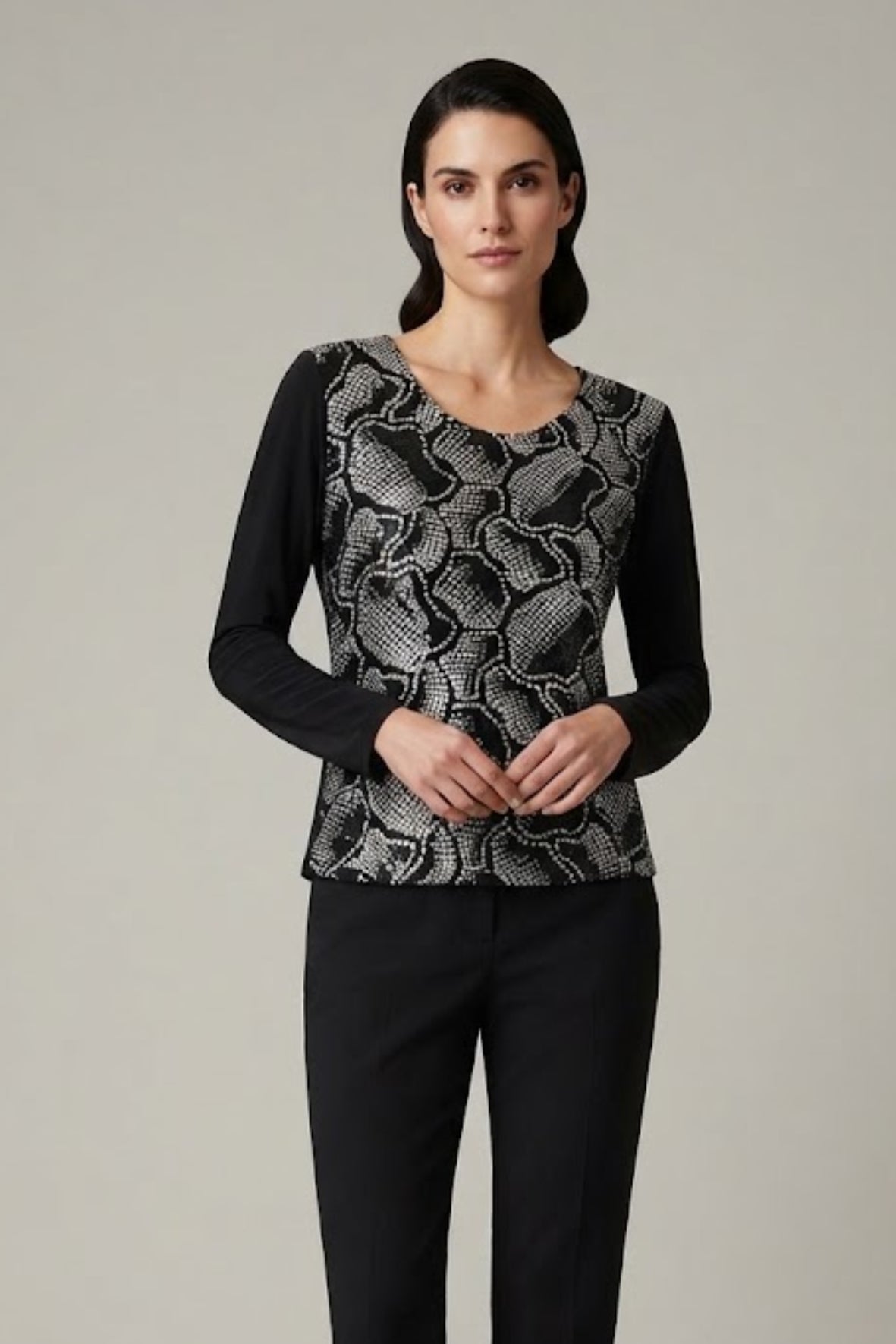 maglia pois e paiette PER26651 NERO MARICLA 
