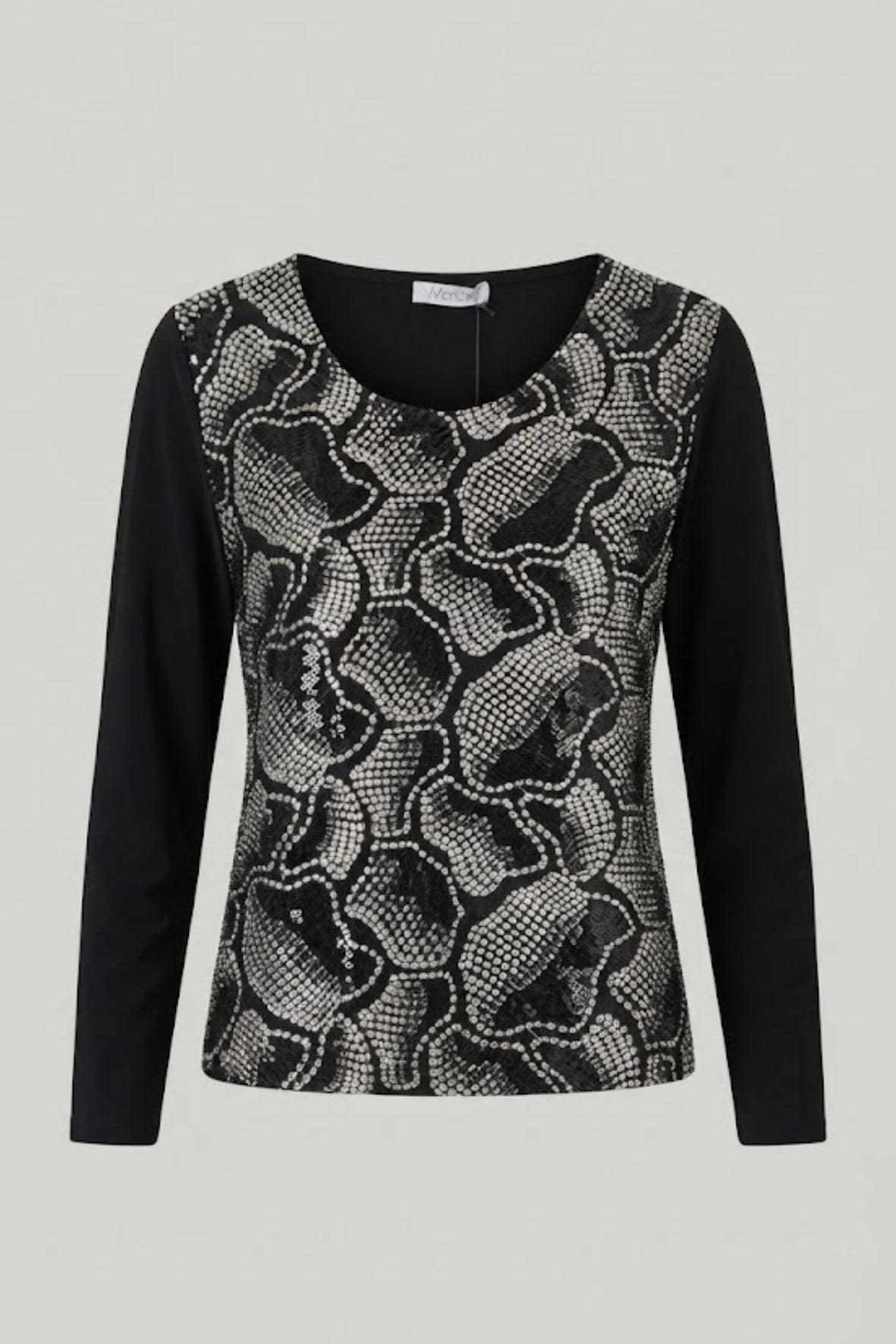 maglia pois e paiette PER26651 NERO MARICLA 