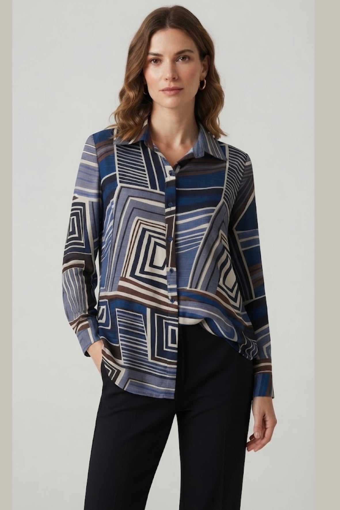 camicia fantasia PER26699 BLU MARICLA 