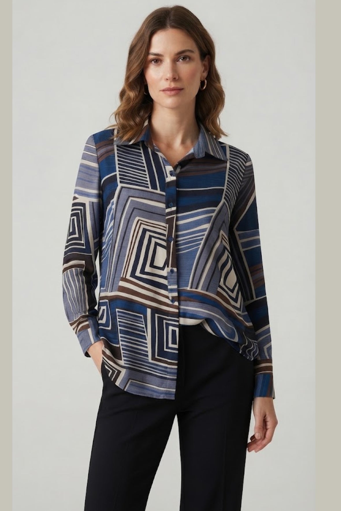 camicia fantasia PER26699 BLU MARICLA 