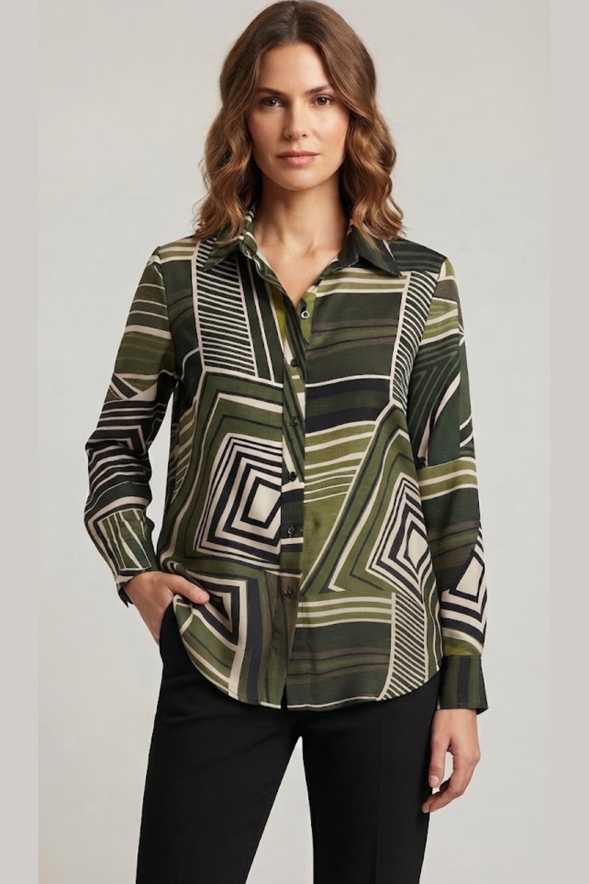 camicia fantasia PER26699 VERDE MARICLA 