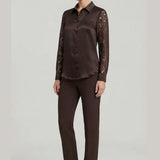 camicia con manico pizzo floccato PER26804 MORO MARICLA 