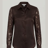 camicia con manico pizzo floccato PER26804 MORO MARICLA 
