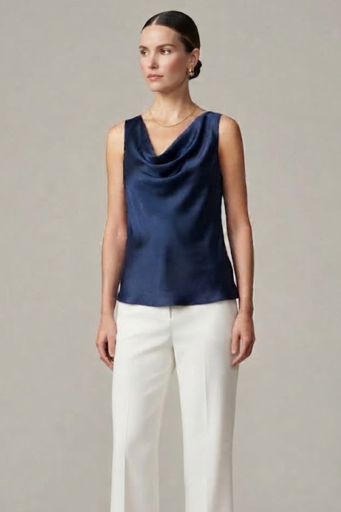 Top canotta con scollo sceso ROMI2174A27 BLU MARICLA 