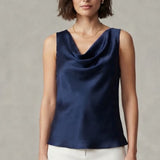 Top canotta con scollo sceso ROMI2174A27 BLU MARICLA 