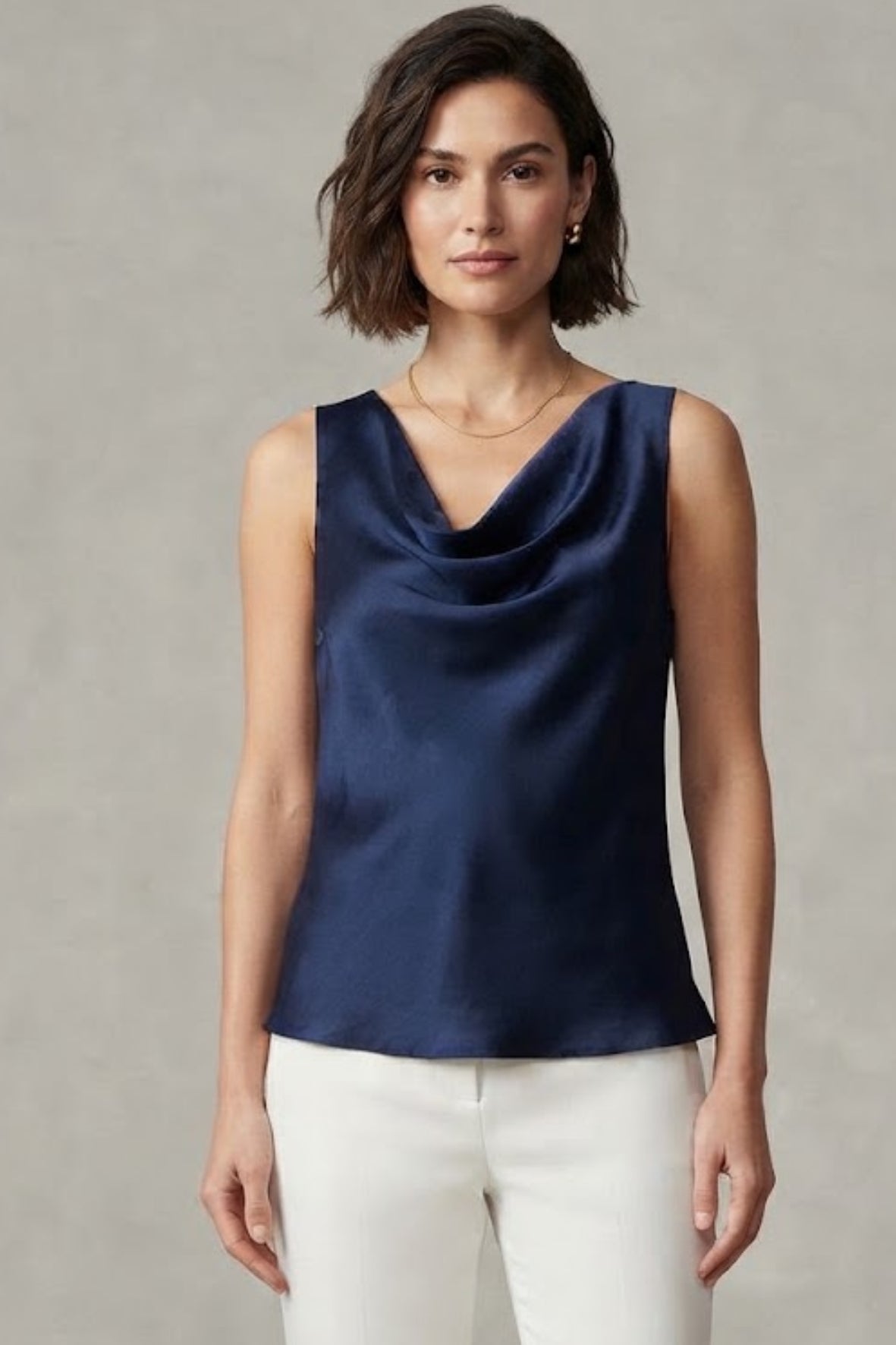 Top canotta con scollo sceso ROMI2174A27 BLU MARICLA 