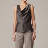 Top canotta con scollo sceso ROMI2174A27 FANGO MARICLA 