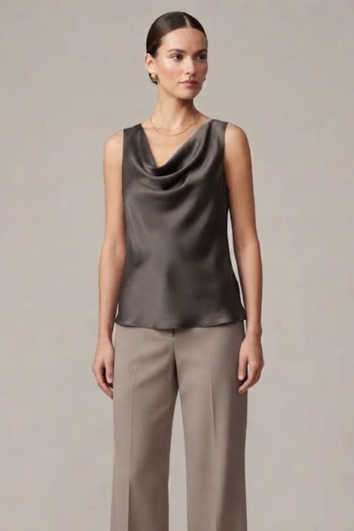 Top canotta con scollo sceso ROMI2174A27 FANGO MARICLA 