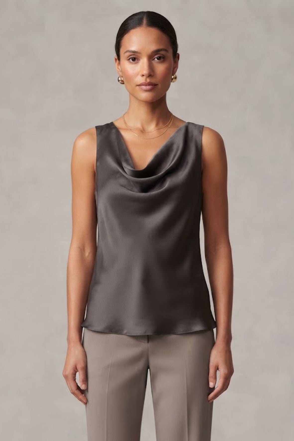 Top canotta con scollo sceso ROMI2174A27 FANGO MARICLA 