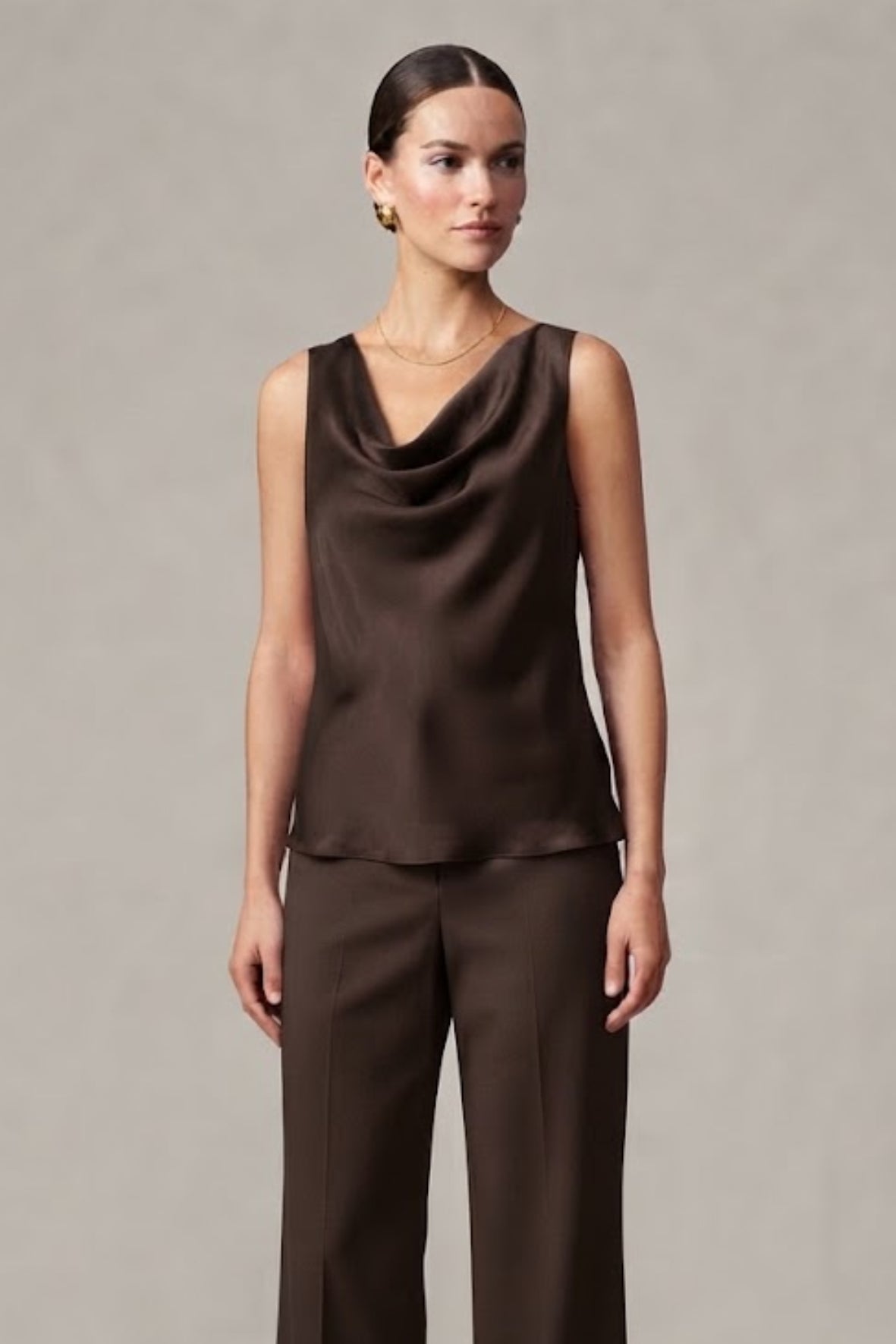 Top canotta con scollo sceso ROMI2174A27 MORO MARICLA 