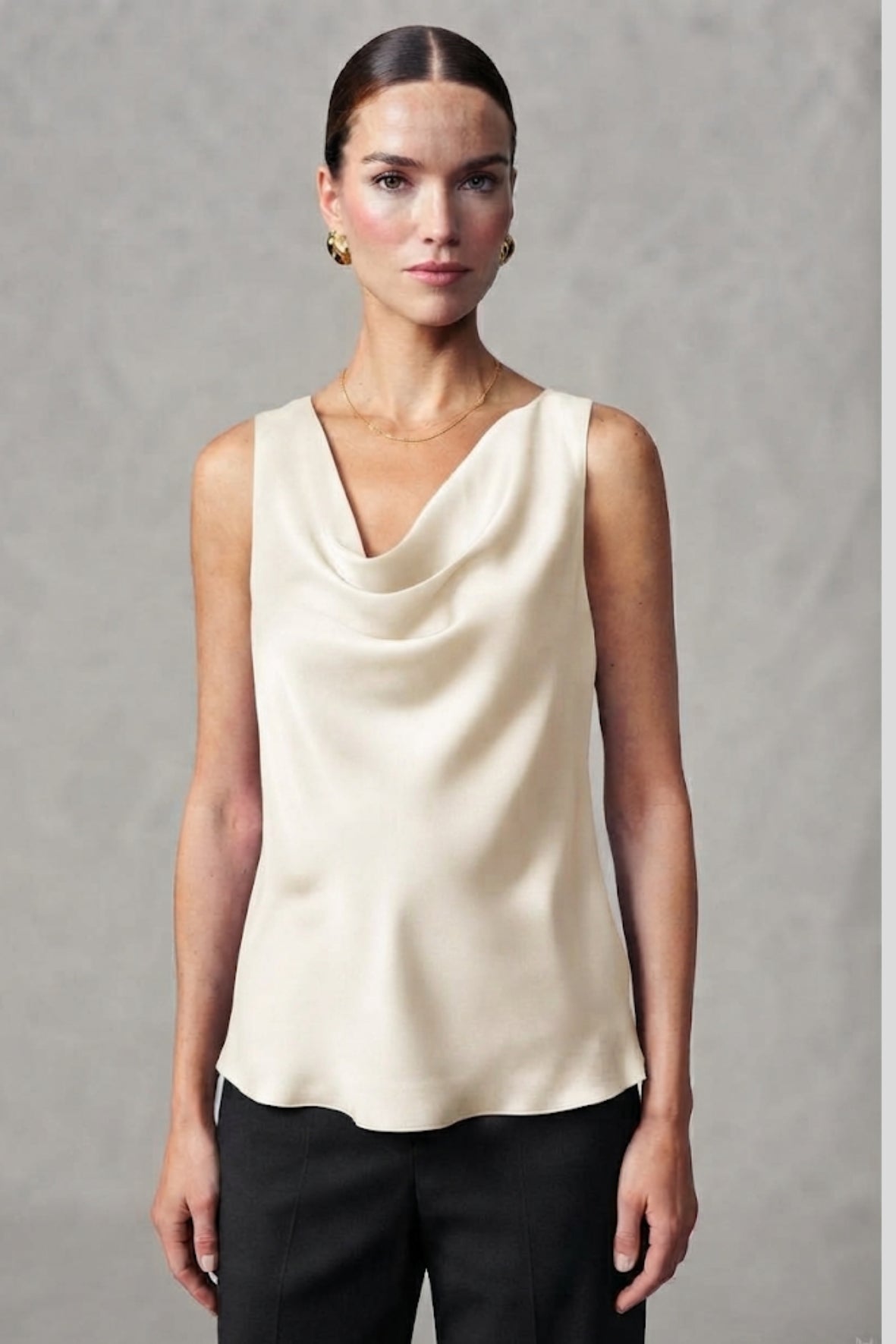 Top canotta con scollo sceso ROMI2174A27 PANNA MARICLA 