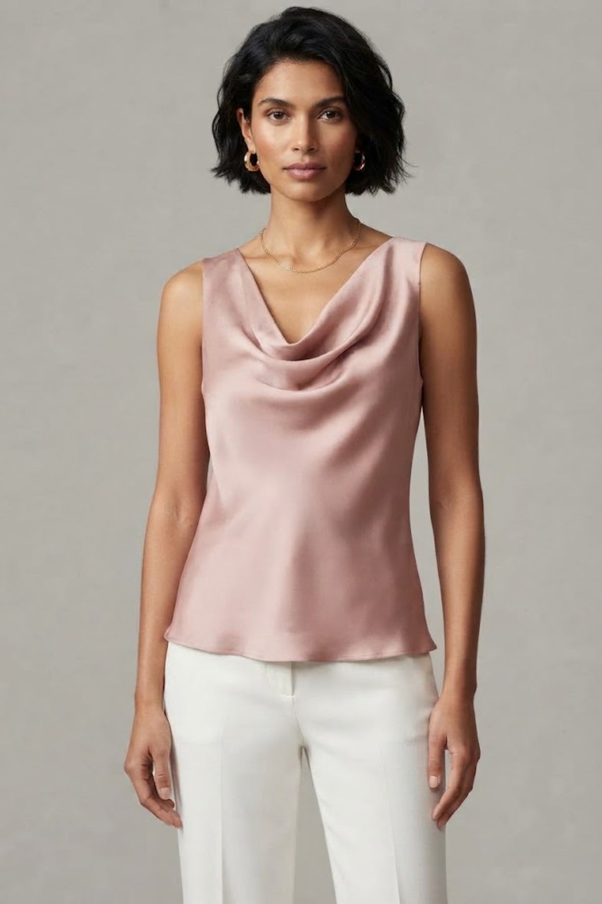 Top canotta con scollo sceso ROMI2174A27 ROSA MARICLA 