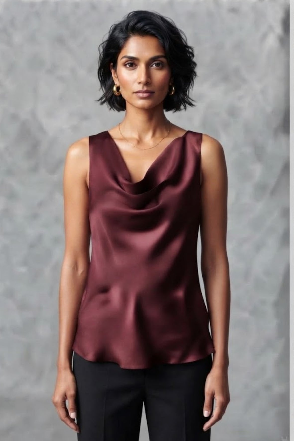 Top canotta con scollo sceso ROMI2174A27 VINO MARICLA 